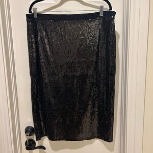 Vince Camuto Black Sequin Pencil Skirt